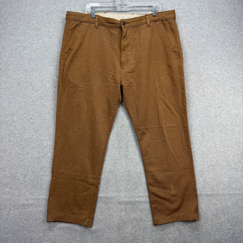 Levis Chino Pants Mens 38x27* Brown Textured Flat Front Trouser Classic American